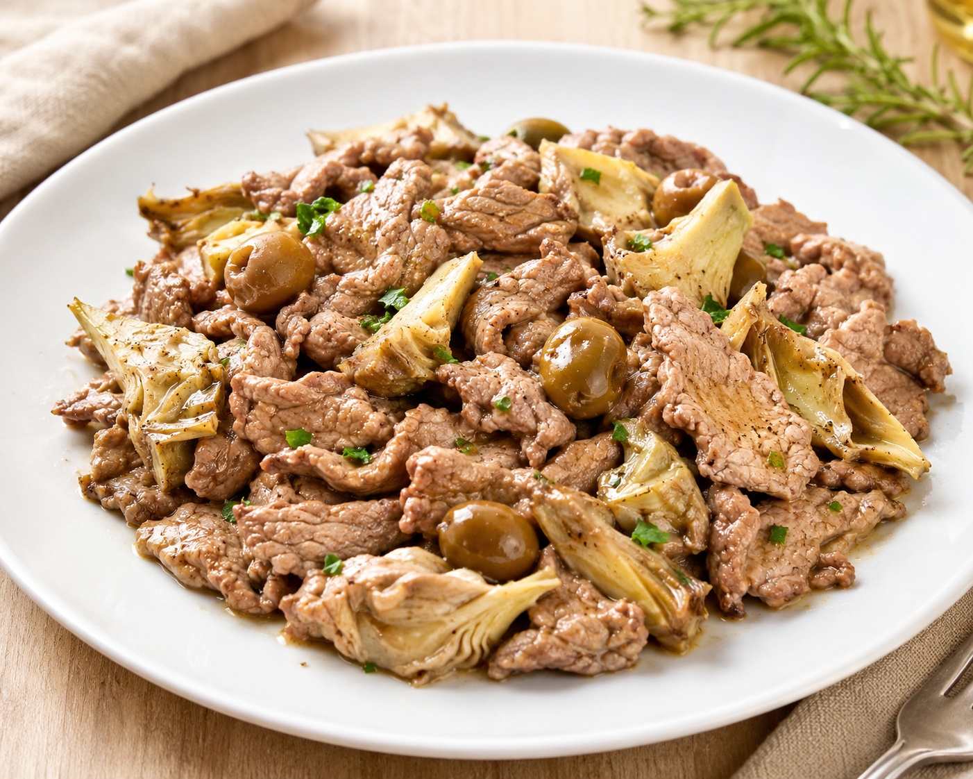 Straccetti di vitello con carciofi sardi